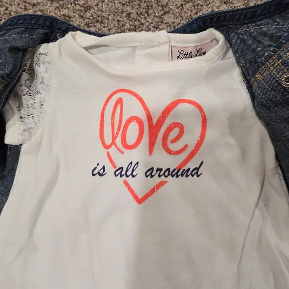 NEW NWT Baby Girl Little Lass Denim Vest w/ Lace Accented Tee | Size 6-9 Months - Picture 5 of 6